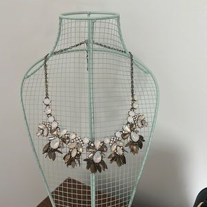 Antique gold & opal/rhinestone statement necklace